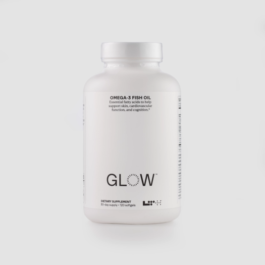 LTH Glow Omega-3 Fish Oil container, 30-day supply, 120 softgels